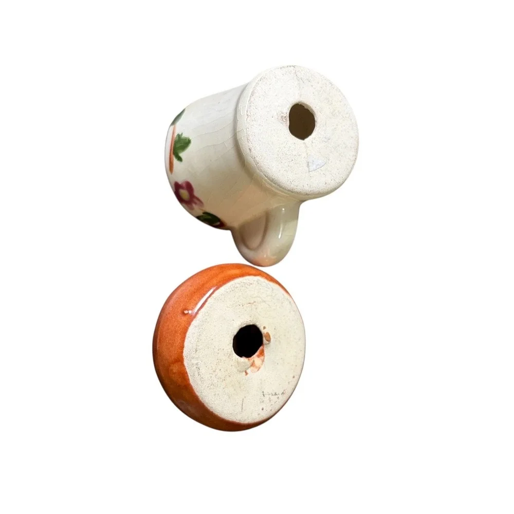Vintage Coffee‎ Time Donut Mug Salt Pepper Shakers Ceramic Hand Painted Set